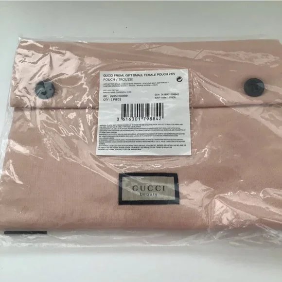 NFS NOT FOR SALE Gucci Beauty Pouch Light Pink Canvas Cosmetic Organizer Makeup - Picture 3 of 6